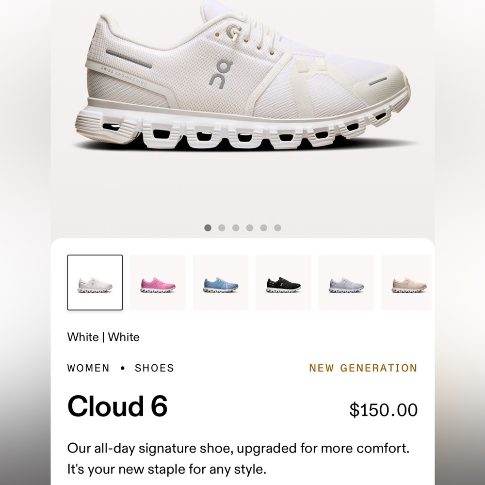 White Cloud 6 Sneakers with Cushioned Sole and Modern Silhouette